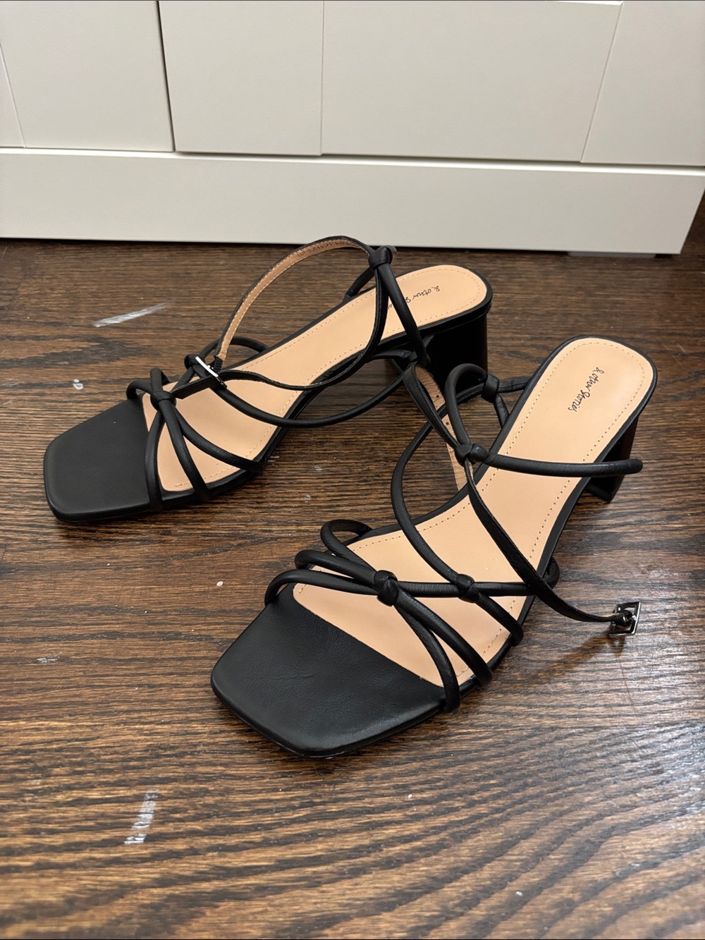 & Other Stories Black Strappy Knot Block-Heel Sandals